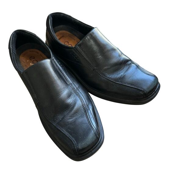 Ecco Helsinki Men's Loafers Sz US 43/9-9.5 Black Leather Bike Toe Casual Slip On - Picture 1 of 11
